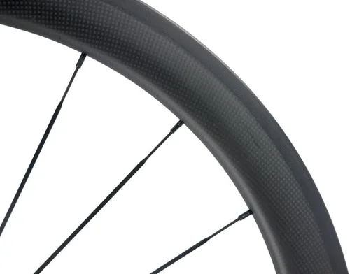 Vista 5 de set de 2 ruedas de 50 mm de fibra de carbono de 700 c, para bicicleta de carreras.
