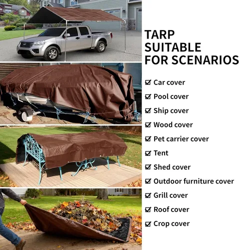 Vista 7 de TARPAL Lona 4x8 Pies Lonas Pequeñas Resistentes Impermeables 10mil Cubierta Protectora Multiusos Impermeable, Protección contra la Nieve o los Rayos