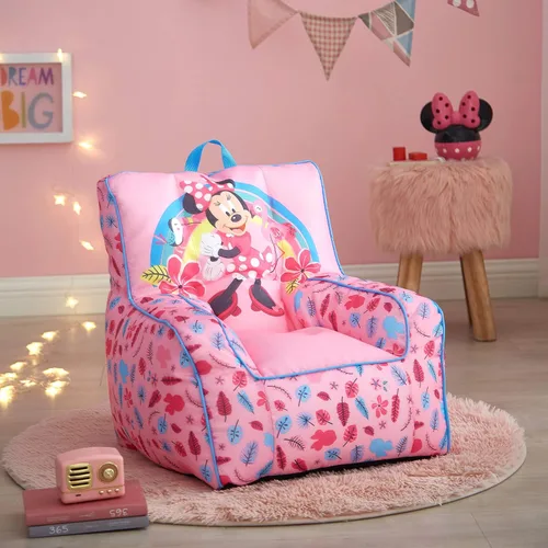 Vista 7 de Idea Nuova Disney Minnie Mouse - Puf de nailon para niños pequeños con ribete y asa superior de transporte, tamaño grande
