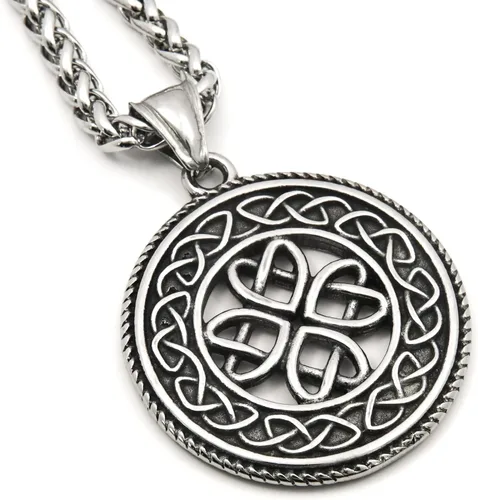 Vista 3 de GUNGNEER Collar con colgante de acero inoxidable entrelazado con nudo celta de nudo celta protección infinita joyería