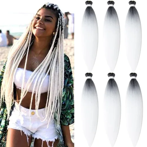 Extensiones de cabello trenzado preestiradas de 30 pulgadas, 6 paquetes de trenzas de ganchillo profesionales largas y de alta temperatura, fibra