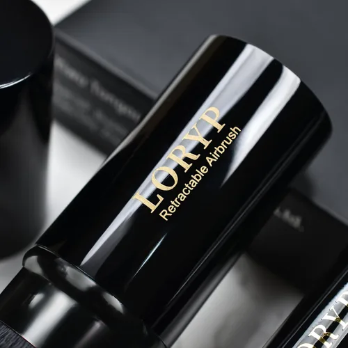 Vista 5 de LORYP Juego de 4 brochas de maquillaje profesional para rostro completo con brocha Kabuki retráctil tipo aerógrafo para polvo, líquido, crema