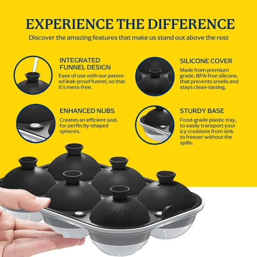 Vista 6 de Samuelworld - Gran molde para bolas de hielo con tapa, bolas de hielo de 6 x 2,5 pulgadas - Sin BPA, bandeja de hielo redonda de silicona fácil