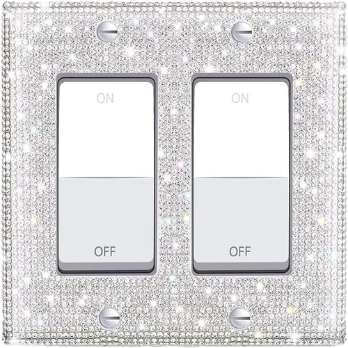 Vista 42 de Cubierta de interruptor de diamantes de imitación dorada brillante - Placa de interruptor de luz con purpurina