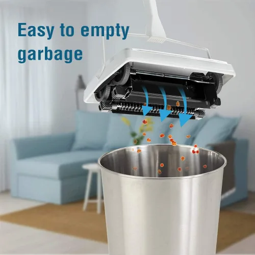 Vista 2 de JEHONN Barredora de piso de alfombra con crin de caballo, barrido manual no eléctrico, cepillo de rotor resistente para limpieza de pelo de mascotas