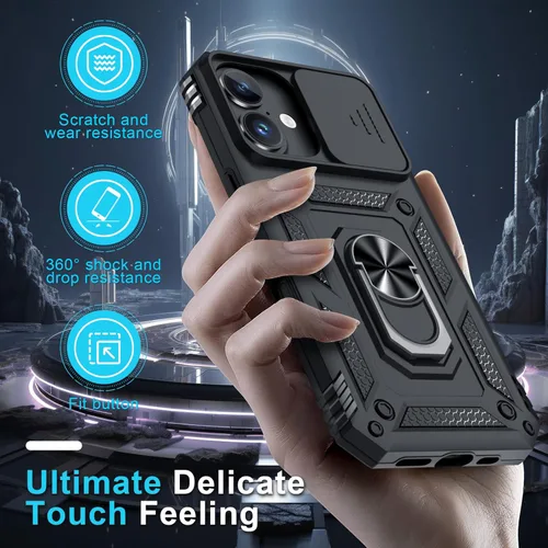 Vista 7 de Janmitta Funda para iPhone 11 Cubierta de Teléfono con Cubierta Deslizante Integrada para Lente de Cámara + Protector de Pantalla, Resistente a