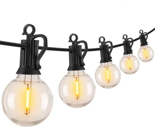 Vista 10 de Brightown - Guirnalda de luces led de exterior, regulable, conectable, 12 bombillas globo G40 que no se astillan, impermeabilidad IP65, patio, patio