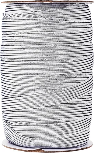 Vista 98 de Mandala Crafts Rollo de bandas elásticas beige de 0.472 in y 20 yardas para costura, 1/2 cordón elástico plano, correas elásticas trenzadas de 1 2