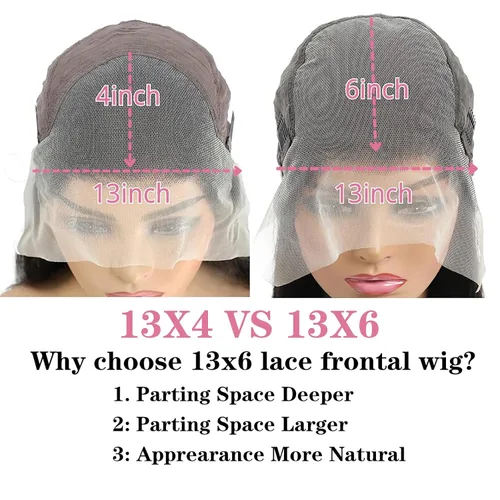 Vista 5 de Luminary Pelucas de cabello humano ondulado con encaje frontal transparente HD de 13 x 6 pulgadas, pelucas de cabello humano ondulado con encaje