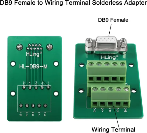 Vista 3 de QIANRENON RS232 DB9 Conector hembra Placa de conexión DB9 hembra a terminal de cableado Adaptador sin soldadura Módulo de bloque de prueba serie