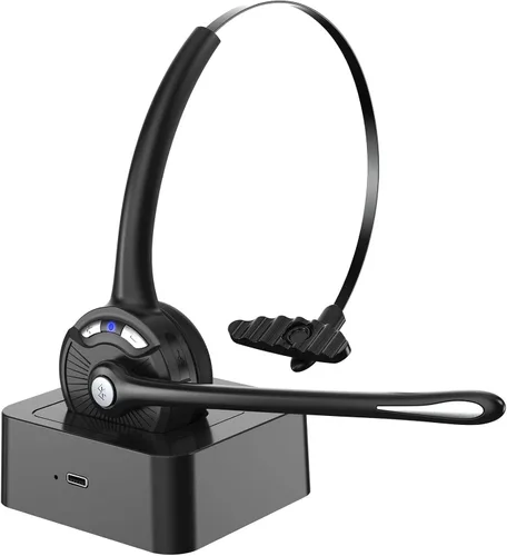 Vista 2 de Auriculares Bluetooth con micrófono, V5.1, auriculares inalámbricos con cancelación de ruido, auriculares Bluetooth con micrófono, botón de silencio