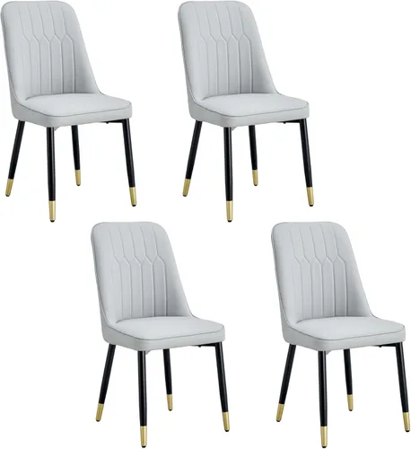 Vista 17 de Juego de 2 sillas de comedor para sala de estar, cocina, dormitorio, Sillas De Comedor para Comedor, cómodas y modernas, de piel sintética, patas