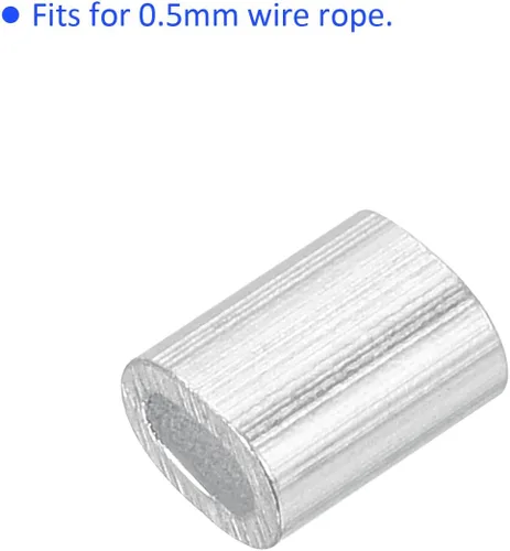 Vista 5 de Paquete de 100 fundas ovaladas de aluminio para crimpado, cuerda de alambre de 0.020 in, para valla de jardín (0.197 in)