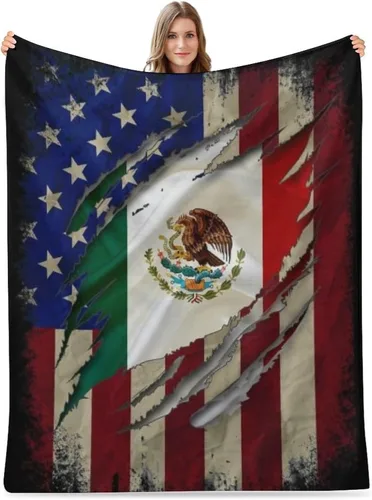 Vista 8 de American Flag with Mexican Flag Throw Blanket Lightweight Flannel Fleece Blankets Warm and Cozy Super Soft Throws 30"x40" for Cat and Dog Pet