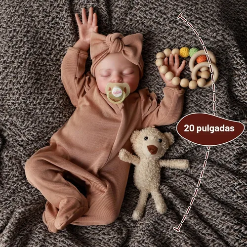 Vista 7 de ADFO Muñecas bebé Reborn de la vida real para niñas, muñecas de 20 pulgadas, muñecas de bebé recién nacidas realistas de vinilo suave para dormir