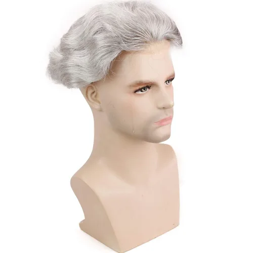 Vista 6 de Voloria Red de monofilamento de tupé para hombre con PU alrededor de la base, cabello humano virgen europeo, encaje frontal, sistema de reemplazo