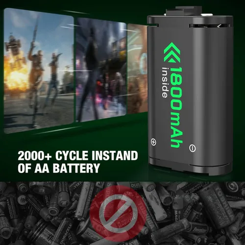 Vista 7 de Estación de carga para Xbox One Controller Paquetes de baterías recargables para Xbox, 2x4320mWh(2x1800mAh) Baterías recargables para Xbox Series XS