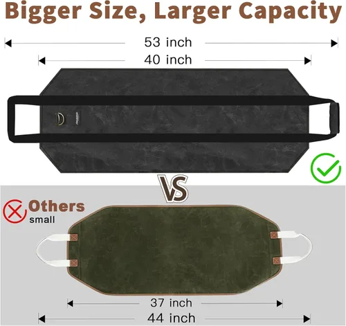 Vista 2 de Amagabeli - Bolsa de transporte de leña encerada, bolsa de transporte resistente para chimenea de leña grande con asas para camping, soporte