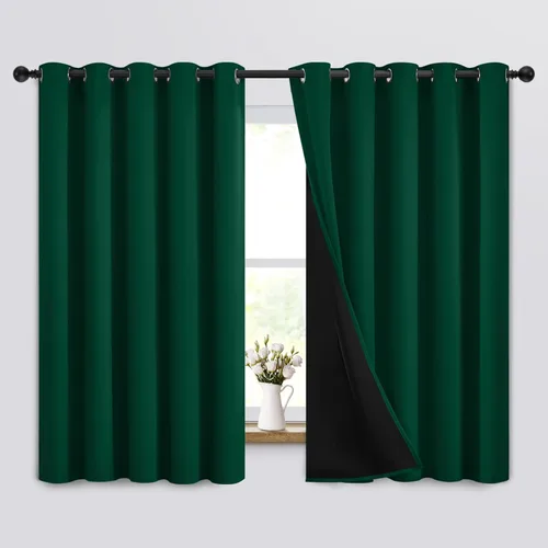 Vista 98 de Yakamok Cortinas 100% opacas para dormitorio, 2 paneles, cortinas de ventana completamente opacas, paneles de ventana con aislamiento térmico