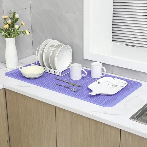 Vista 865 de MicoYang Alfombrilla de Silicona para Secar Platos de Múltiples Usos, Fácil de Limpiar, Ecológica, Alfombrilla de Silicona Resistente al Calor