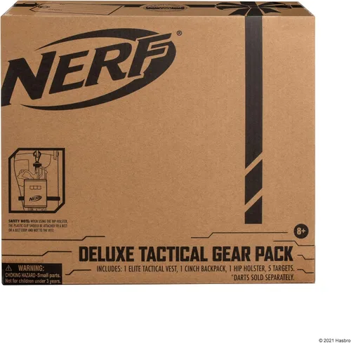 Vista 10 de Nerf Elite Deluxe Tactical Gear Pack – Chaleco táctico con funda de cadera, mochila de cincha y 5 objetivos – Explosión en batalla