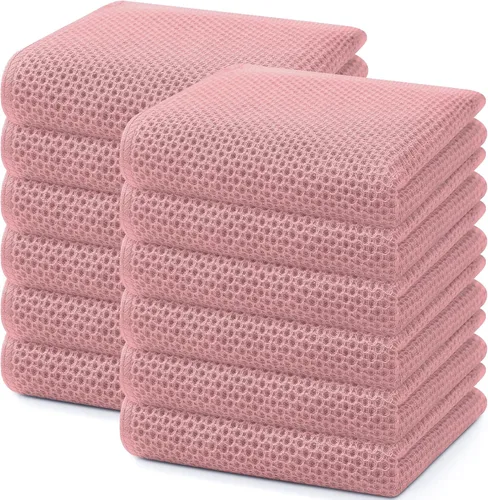 Vista 287 de Homaxy Paños de cocina de 100% algodón con tejido de gofre, ultra suaves, absorbentes, de secado rápido, 12 x 12 pulgadas, paquete de 6, amarillo