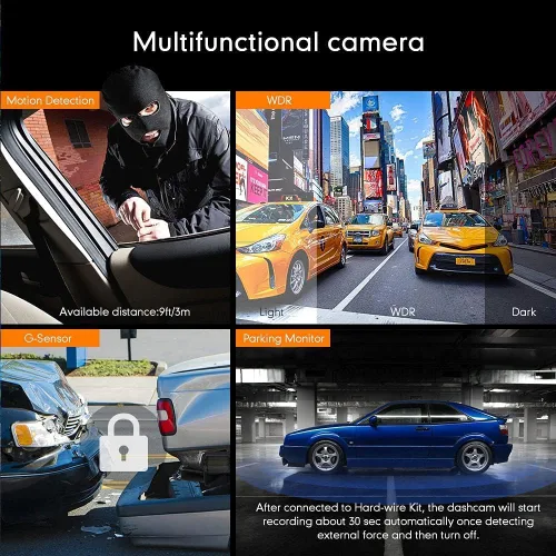 Vista 6 de AZDOME GS63H 4K Ultra HD Dash Cam, cámara GPS WiFi para automóvil con pantalla IPS de 2.4 pulgadas, gran angular de 170 grados