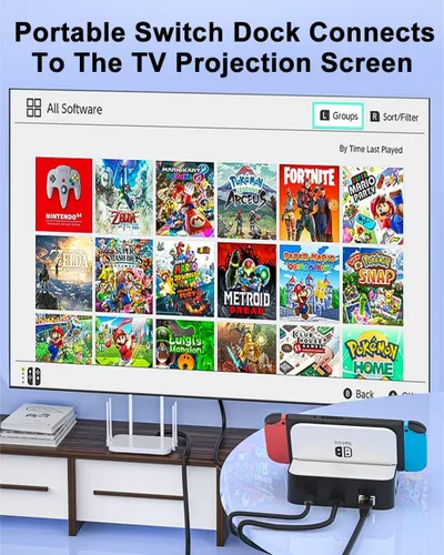 Vista 4 de YIGORN TV Docking Station for Nintendo SwitchNintendo Switch OLED Model, 6-in-1 Switch Dock with HDMI 2.0, 100Mbps Ethernet, 2 USB-A 2.0, 1 USB