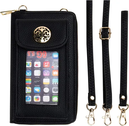 Vista 5 de Crossbody - Monedero para teléfono celular para mujer, monedero con soporte de muñeca para teléfono