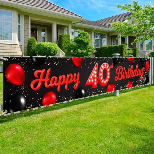 Vista 85 de TfNl Bn Feliz Cumpleaños Rojo y Negro Banner (10)