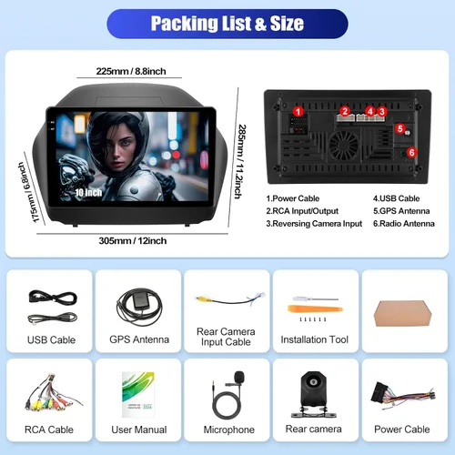 Vista 7 de [4+128GB] Android 15 Car Stereo para Hyundai Tucson IX35 2010-2015 con CarPlay Android Auto, pantalla de 10.1 pulgadas Radio de coche con Bluetooth