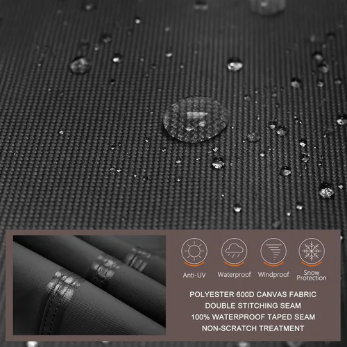 Vista 3 de ULTCOVER Funda rectangular de lona resistente 600D para mesa y silla de patio, impermeable, para exteriores, 126 pulgadas de largo x 74 pulgadas