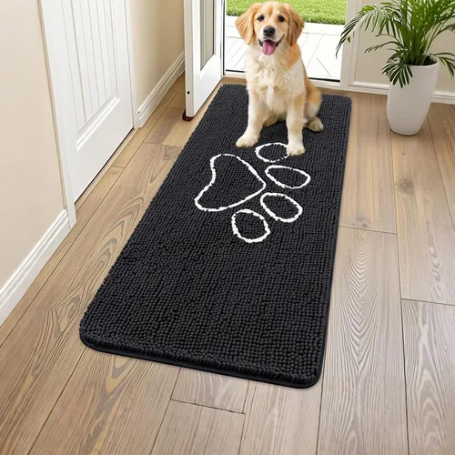 Vista 20 de Smiry Tapete para puerta de perro para patas fangosas, absorbente que atrapa la suciedad, antideslizante, de secado rápido, lavable, tapete