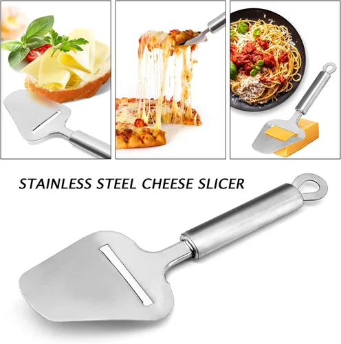 Vista 3 de TOPULORS Cortador de queso de acero inoxidable, cuchillo de queso, cortador de queso plano resistente, máquina de afeitar, servidor para queso