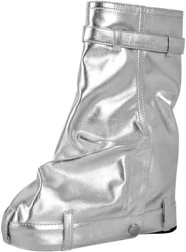 Vista 4 de Botas de mezclilla para mujer, con candado, plegables, hasta la rodilla, con cremallera, botas de mezclilla altas