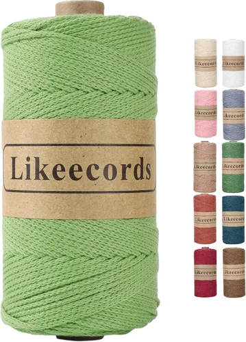 Vista 62 de Likeecords 100% Hilo de Ganchillo de Algodón Cordón de Bolsa de 2mm 170m Cordón de Macramé de 2mm Hilo de Crochet Cuerda de Macramé Regalo para Verde