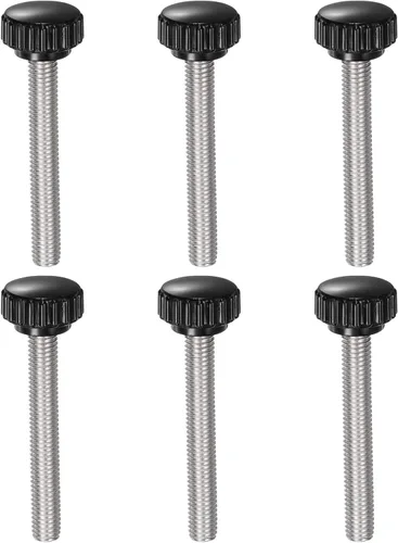 Vista 7 de uxcell 6 perillas de sujeción moleteadas M5 x 0.315 in métricas de acero inoxidable 304 rosca macho tornillo de pulgar en tipo 0.866 in cabeza