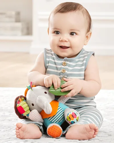 Vista 3 de Skip Hop Bandana Buddies - Juguete de actividad y dentición para bebés con sonajero multisensorial y texturas, Elefante