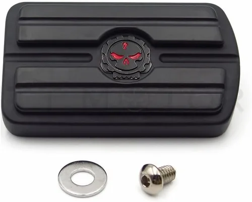Vista 2 de HTTMT - CUBIERTA PEDAL DE FRENO TRASERO NEGRO SKULL Compatible con H-D Softail Dyna Electra Glide [P/N: MT216-052-BK (OLD)]