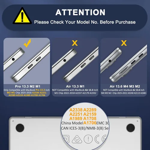 Vista 3 de MOSISO Compatible con MacBook Pro de 13 pulgadas M2 2026, 2025, 2024-2016 A2338 M1 A2251 A2289 A2159 A1989 A1708 A1706, funda rígida de plástico