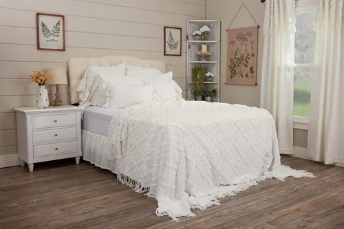 Vista 4 de Piper Classics Harmony Colcha tamaño King con flecos, 107 pulgadas de largo x 130 pulgadas de ancho, granja, bohemio, ropa de cama de felpilla