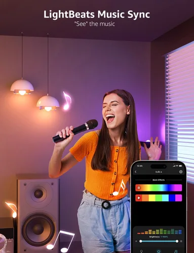 Vista 7 de Bombillas inteligentes Lepro B1 AI - Bombilla LED RGBWW con cambio de color que funciona con Alexa y Google Assistant, control de voz AI