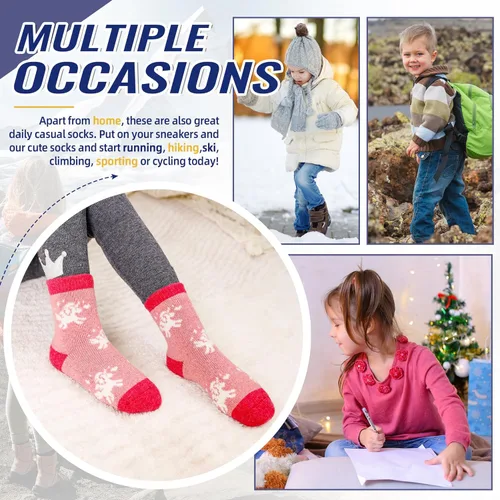 Vista 6 de Eocom 6 pares de calcetines de invierno cálidos de lana para niños y niñas