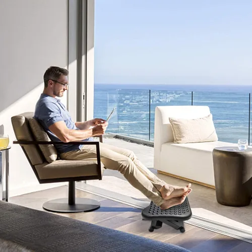 Vista 7 de Reposapiés para debajo del escritorio, altura ajustable, cómodo reposapiés con ajuste de ángulo de 30 grados para comodidad en el hogar, alivio