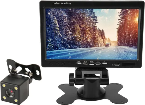 7 Inch TFT LCD Car Rear View Monitor, NightVision IP69 1080P Universal Vehicle Backup System for RV Truck Pickup with IR Remote Control, Quick