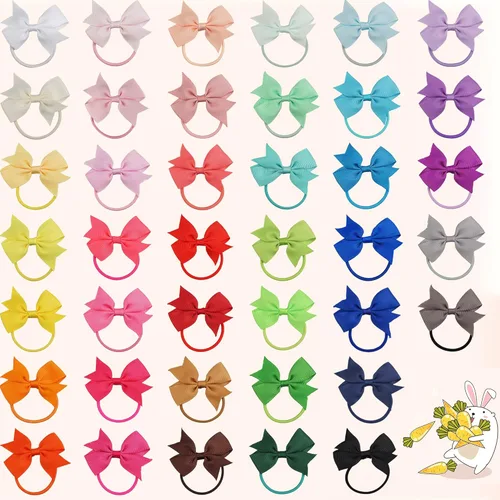 Vista 7 de 80 ligas para el pelo de bebé con lazos de 2 pulgadas, bandas elásticas de goma para el cabello, ligas para el cabello para coleta, accesorios