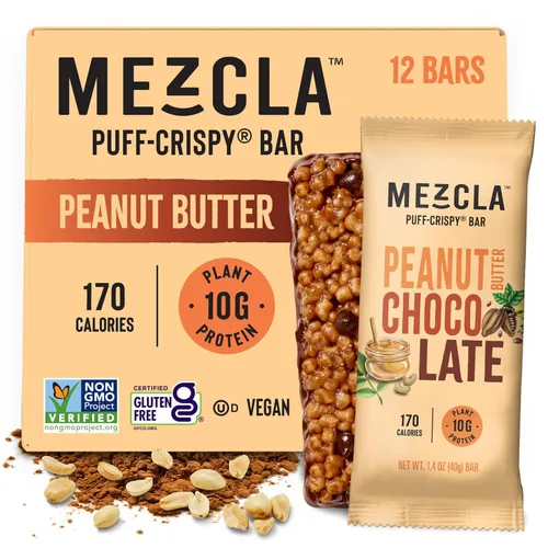 Vista 11 de Mezcla - Barras de proteína vegana sin gluten hechas con chocolate oscuro, proteína de guisantes, almendras y más, aperitivo saludable, mantequilla