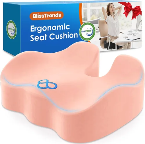 Vista 21 de BlissTrends Cojín de asiento, cojines de espuma viscoelástica de 5.2 pulgadas de grosor para silla de oficina, asiento de automóvil, avión, alivio
