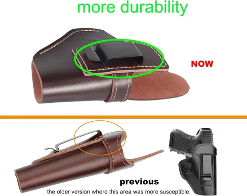Vista 4 de Funda de cuero IWB lista para ópticos para Glock 17 19 43X, se ajusta a Taurus G2C G3 G3C GX4 / M&P 9mm EZ Shield, se ajusta a Sig P230 para LCP