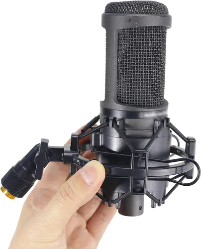 Vista 5 de YOUSHARES Soporte de choque AT2020, soporte de choque para micrófono reduce el ruido de vibración para Audio Technica AT2020 AT2035 ATR2500